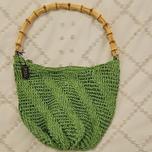 The Sak Green Shoulder Bag with Bamboo Handle